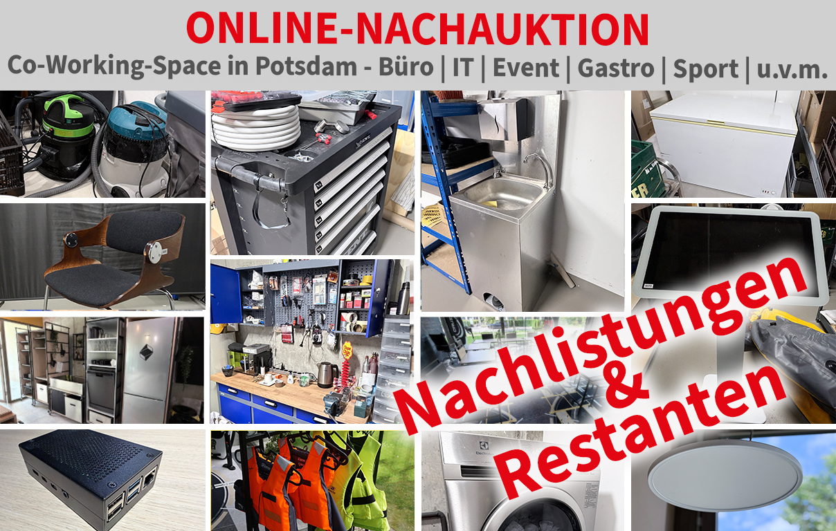 Auktionspunkt Potsdam: NACHAUKTION: Auflösung eines CoWorking Office in Potsdam